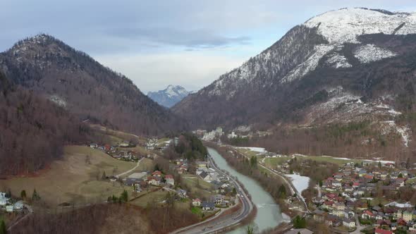 Aerial View City in the Austrian Alps