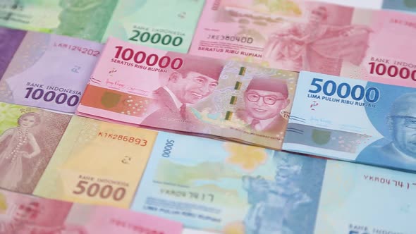 Neat Pile of Indonesian Money