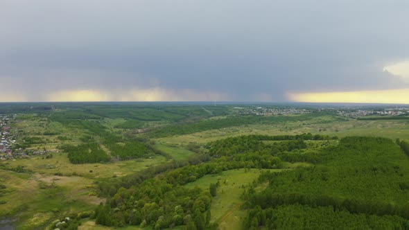 Flight Over the Field, Russia, Aerial View