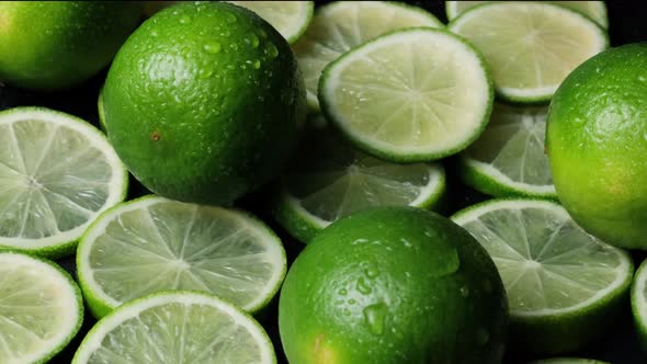Lime Slices Closeup Macro Background Fruits Top View