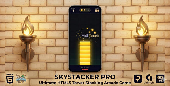 SkyStacker Pro – HTML5 Block Stacking Arcade Game
