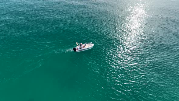 Fishing Near The Shore Sea Aerial View 4 K