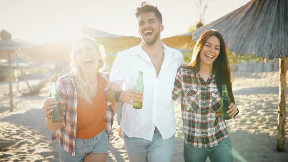 Group of Happy Young People Enjoying Summer Vacation