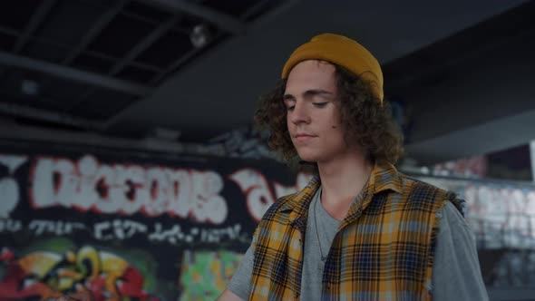 Attractive Model Posing on Camera in Skate Park