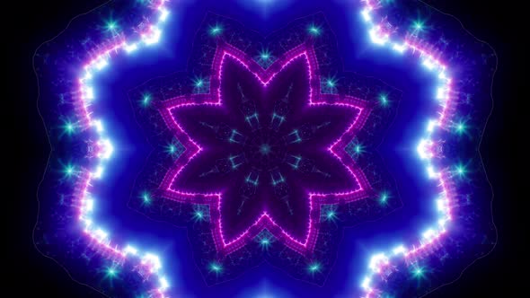 Blinking Blue Light Purple Kaleidoscope Loop 4K 01