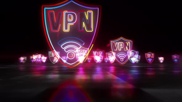 VPN neon sign abstract loopable hyperspace