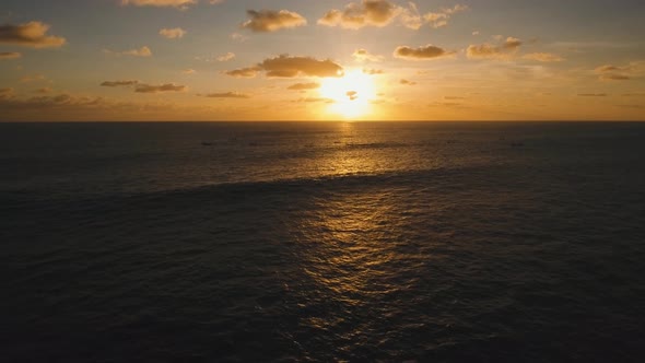 Water Surface Aerial View at Sunset