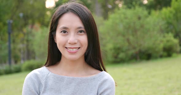 Woman smile to camera