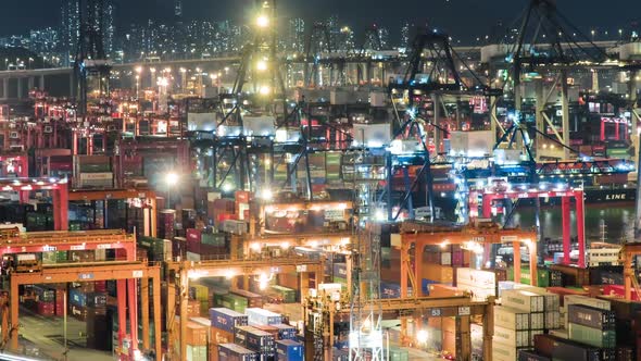 Commercial Dock Hong Kong Shipping Containers Loading Activities in Cargo