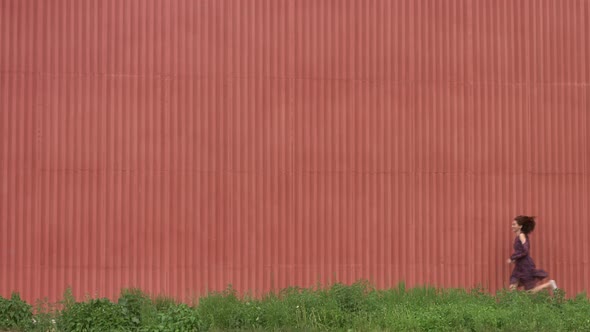 Girl near wall