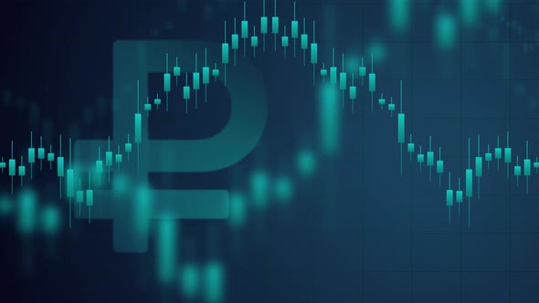 Stock Trading. Financial Graphs Ruble Background