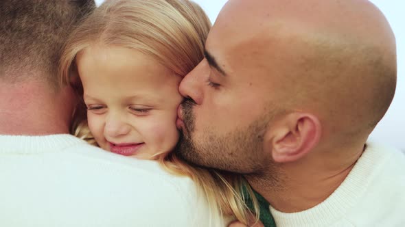 Gay Fathers Having Tender Moment with Child Son  Homosexual Male Parent