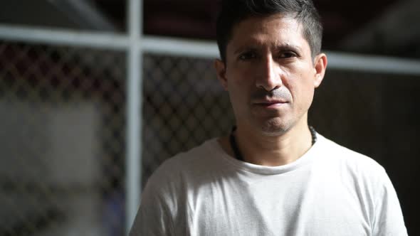 Head Shot of Hispanic Man Wearing Casual Clothing