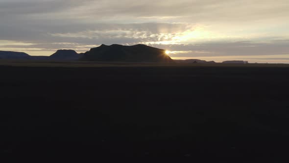 Drone Flight Over Landscape At Sunset