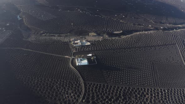 Aerial view of La Geria, Lanzarote Island, Canary Islands, Spain.