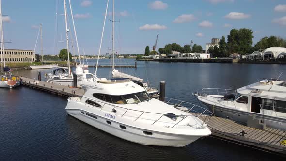 Yachts and boats in marina