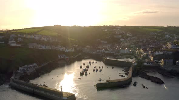 Mevagissey Harbour at Sunset in Cornwall UK