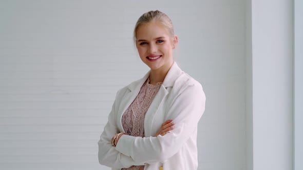 Attractive Young Woman Profile Portrait in Office