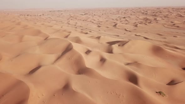 4K Aerial view dunes in the desert of Abu dhabi. United Arab Emirates in the winter