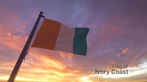 Ivory Coast Flag on a Flagpole V3