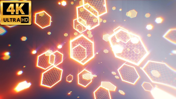 Glowing Hexagons Abstract Background 4k alt