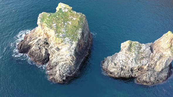 Aerial View of the Sea Stacks at the Slieve League Cliffs in County Donegal, Ireland