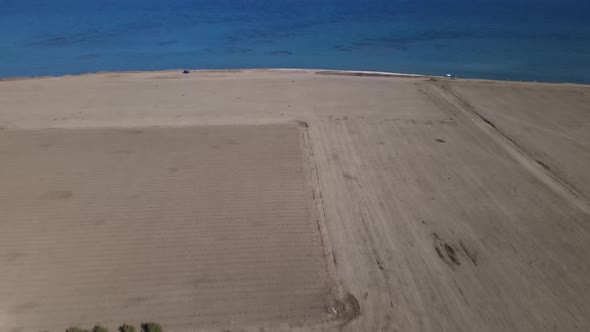 Cyprus beach at daytime. Mediterranean Sea. Beautiful views of the coast. Larnaca District.