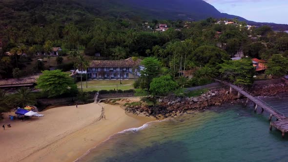 Aerial capture of the entrance and access to a magnificent beach on the Brazilian coast.