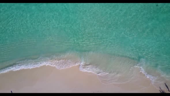 Aerial seascape of paradise bay beach journey by transparent lagoon and white sandy background of a 