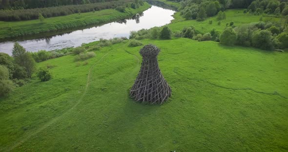 Art object in the Kaluga region, Russia. Aerial