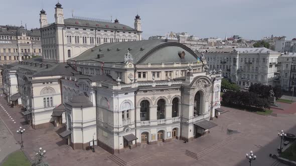 Kyiv. Ukraine: National Opera of Ukraine. Aerial View, Flat, Gray