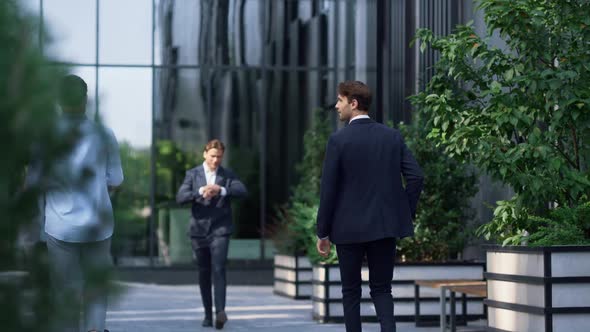 Diverse Corporate People Walking Office Building in Suit