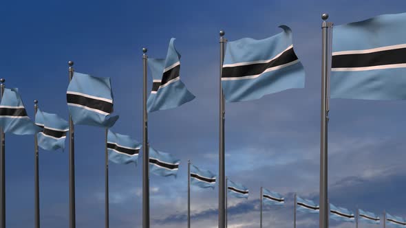 The Botswana Flags Waving In The Wind  - 4K