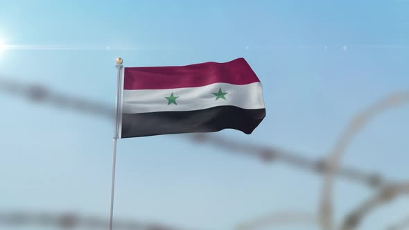 Syria Flag Behind Border