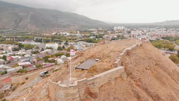 Dramatic Rising Aerial View Of Gori Falcon Remains