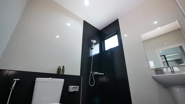 Modern Black and White Tiles Bathroom Decoration