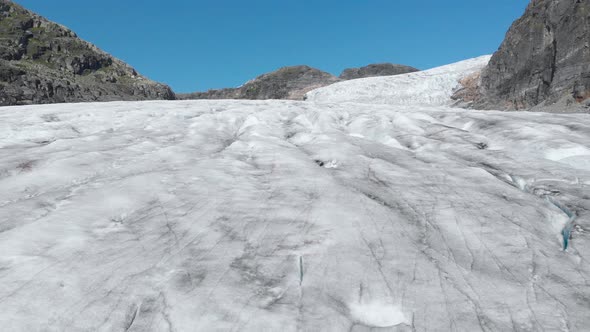 Aerial: Hardanger Glacier in Norway, beautiful large highland glacier