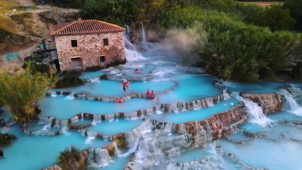 Toscane Italy Natural Spa with Waterfalls and Hot Springs at Saturnia Thermal Baths Grosseto Tuscany