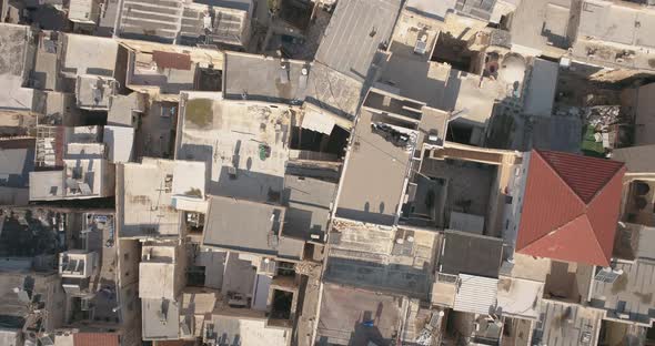 Aerial top down view of Acre old town, Old City of Acre, Israel.