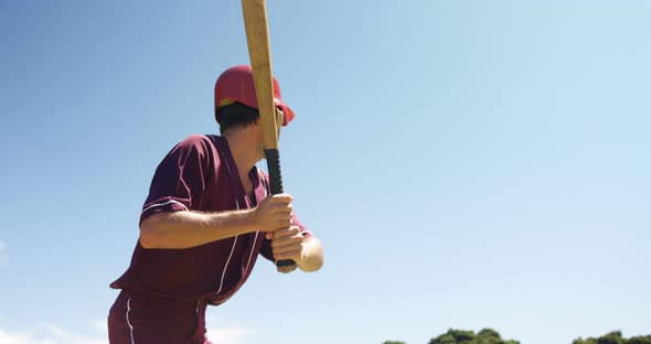 Batter hitting ball during practice session