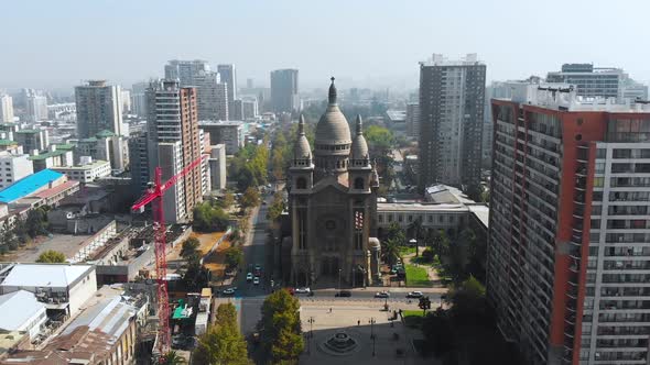 Cathedral, Basilica Sacramentinos, Square Bernardo Leighton Plaza (aerial view)