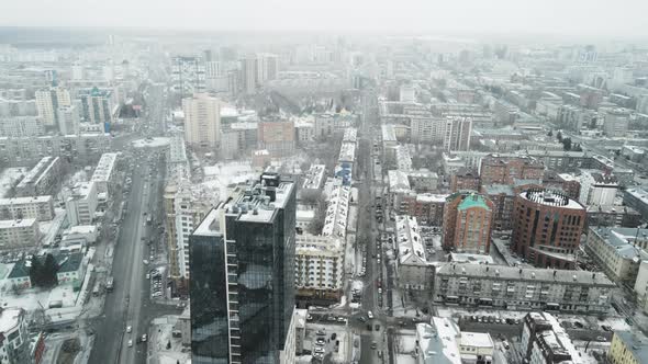 Winter City in Heavy Snowfall