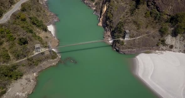 AERIAL: Ganga river in Rishikesh India