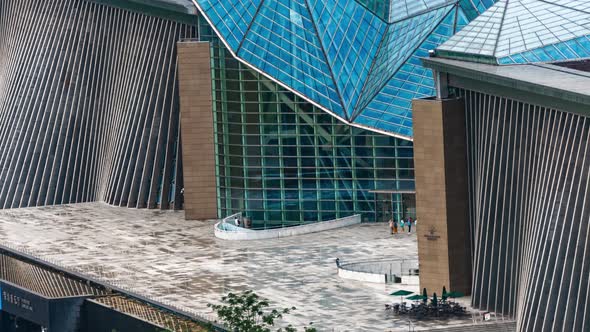 children's palace Shenzhen with people time-lapse, China