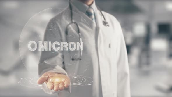 Doctor with Omicron in Medicine Hologram Concept