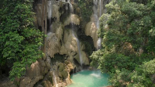 Aerial view of Kuang Si Waterfalls, Laos