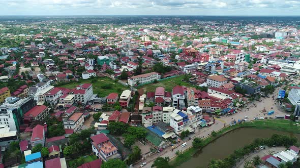 Siem Reap city in Cambodia seen from the sky