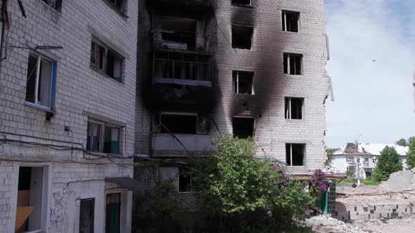 Borodyanka Ukraine  a Destroyed Building During the War Bucha District