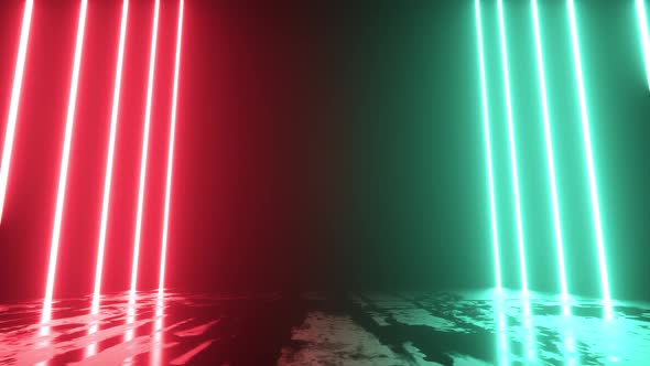 Modern and futuristic neon abstract background on black. Sci-fi concept. Animation 3d render