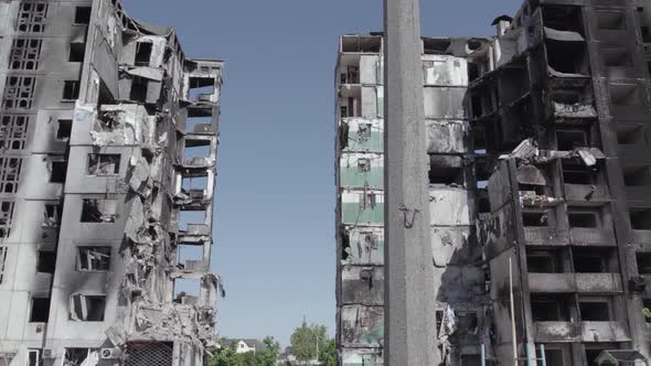 Borodyanka Ukraine  a Destroyed Building During the War Bucha District